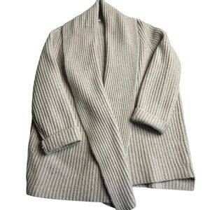 Lewit Wool Cashmere Blend Ribbed Open Front‎ Cardigan Sweater Women’s Sz 1 Beige